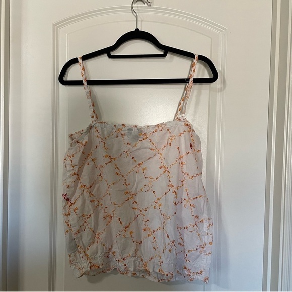 Volcom White with Orange Embroidered Pixie Dust Button Front Cami Tank - Picture 10 of 10